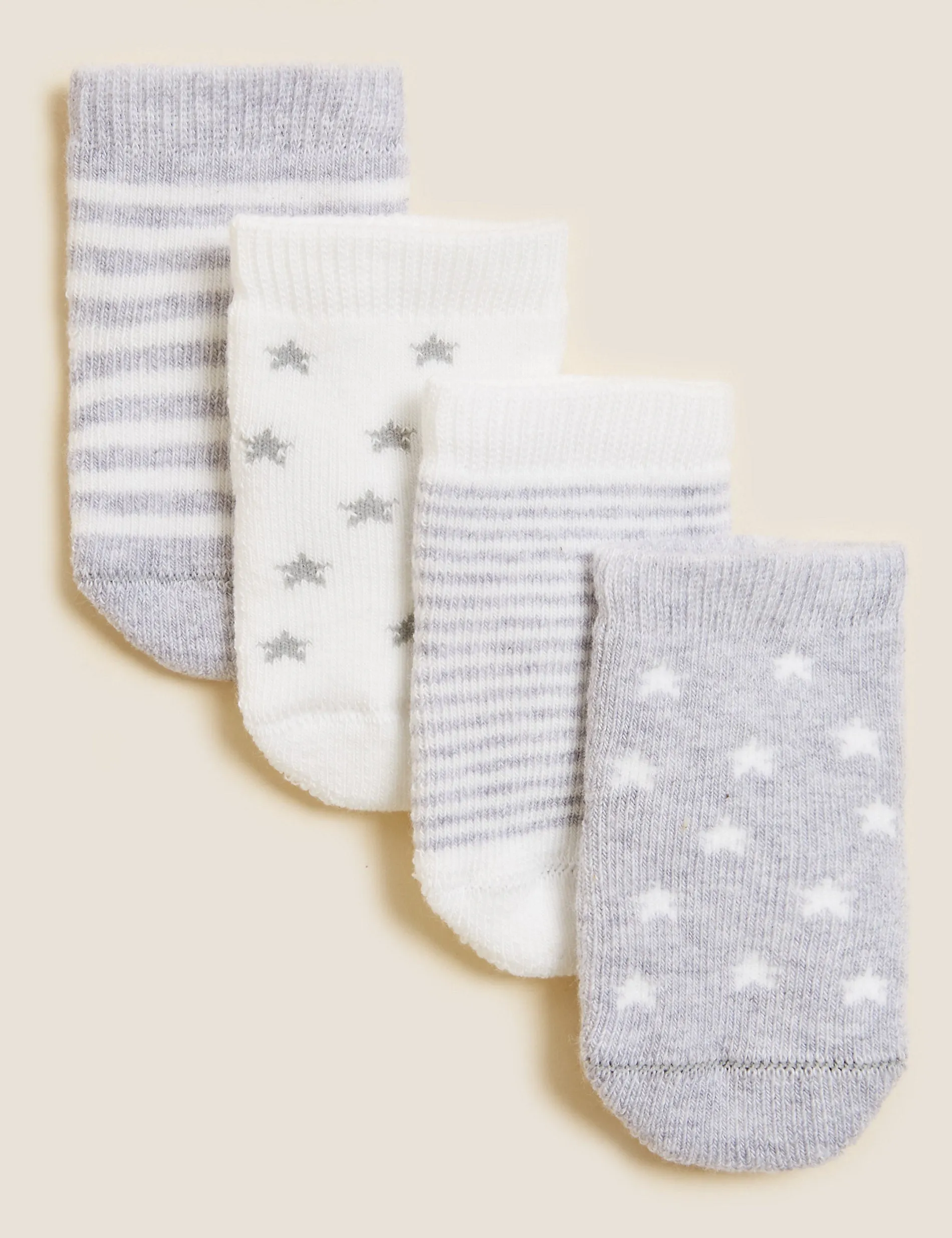 4 pairs of cotton terry baby socks (0-24 months) Marks & Spencer, gray mix