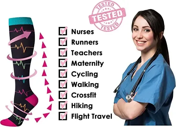 58 Styles Compression Socks Women Stockings 20-30mmHg Running Compression Socks