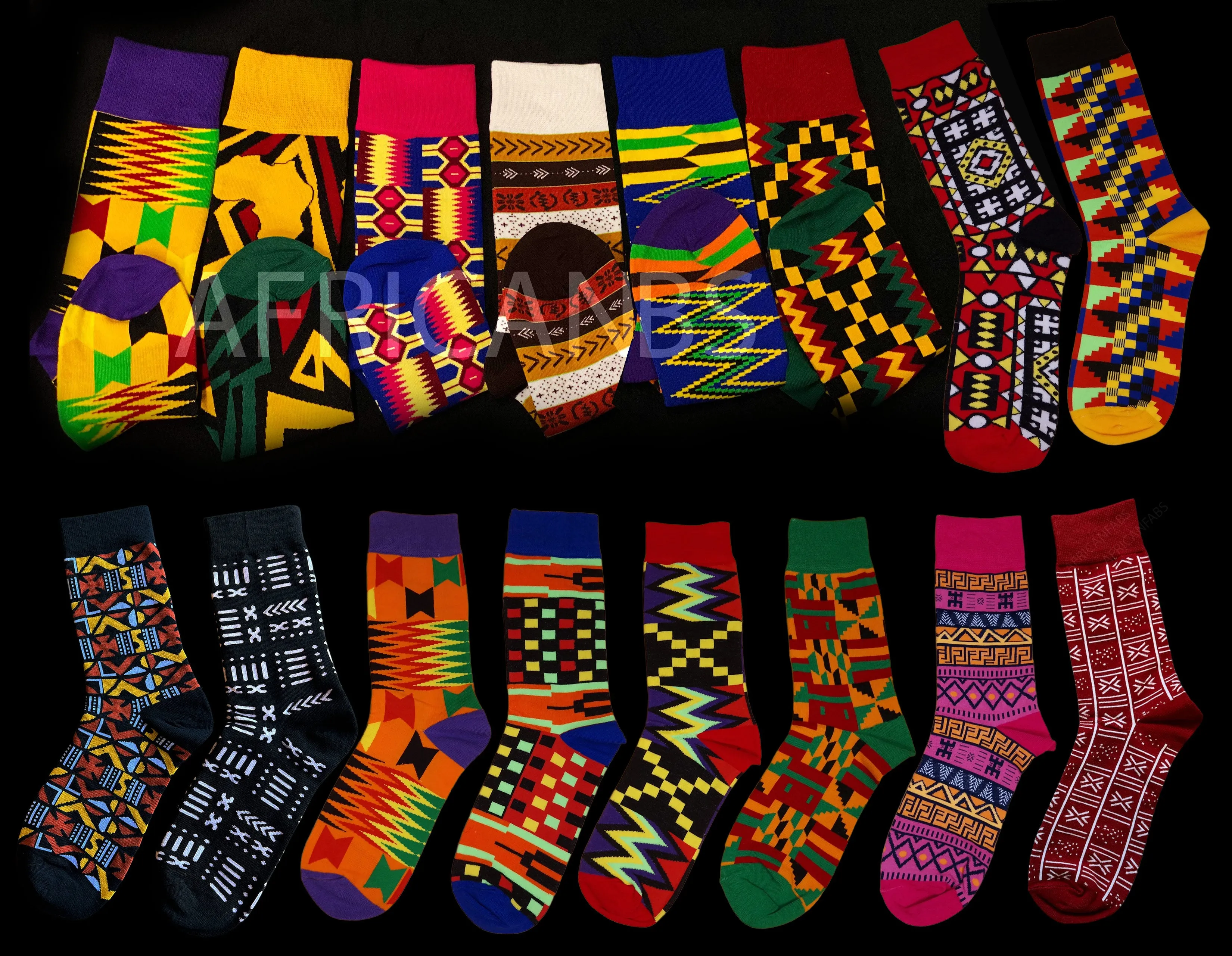 African socks / Afro socks - Black white bogolan