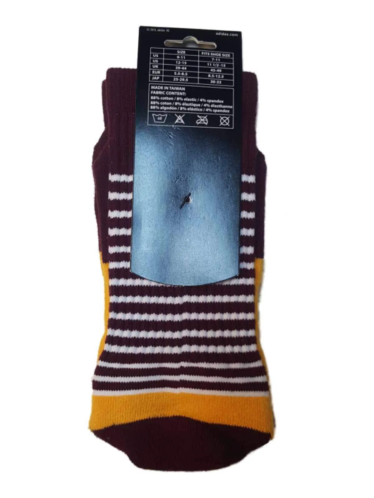 Arizona State Sun Devils Adidas Maroon with White Stripes Men's Crew Socks (L)