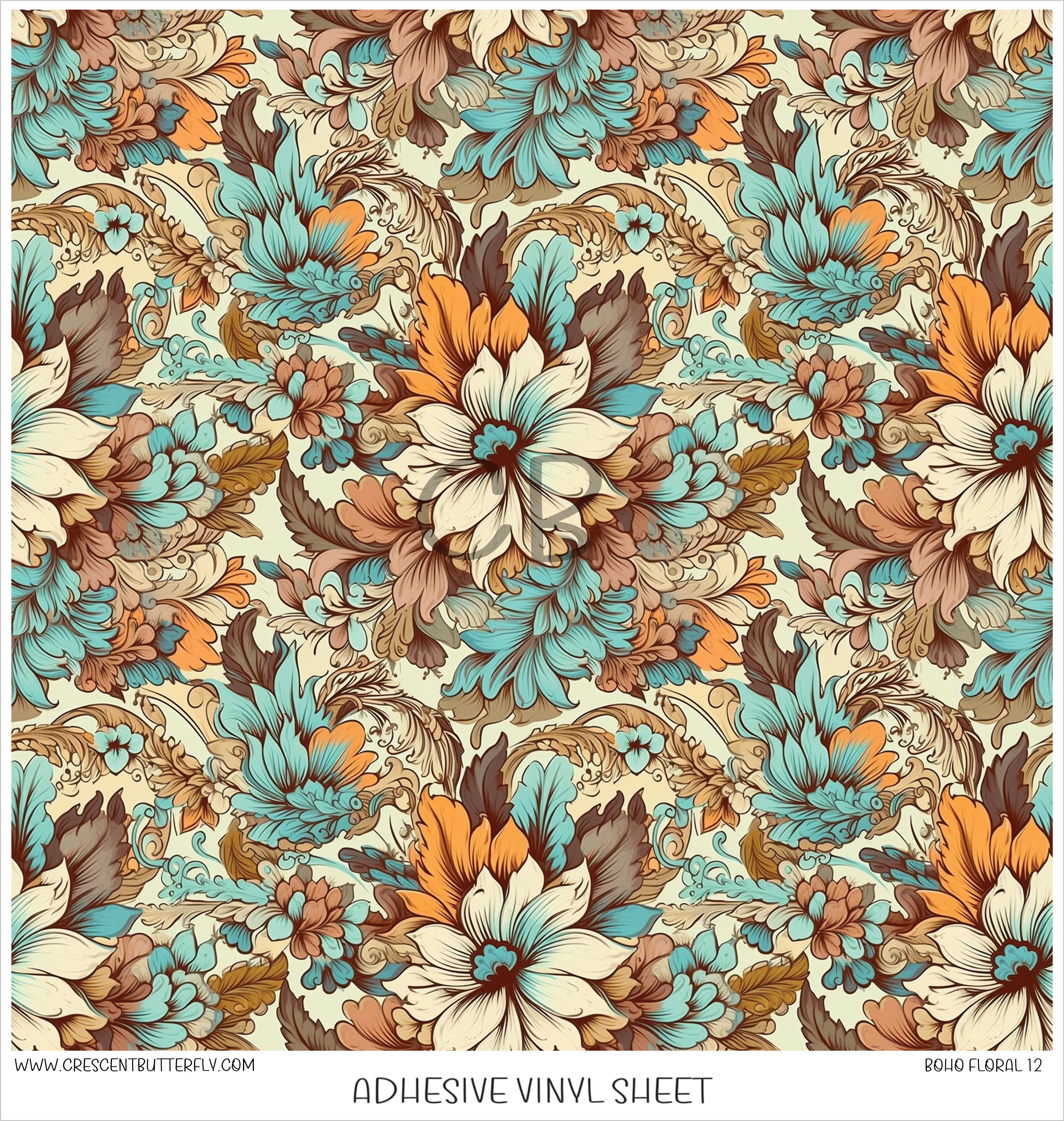 Boho Floral 12 Printed Vinyl Sheet/Wrap
