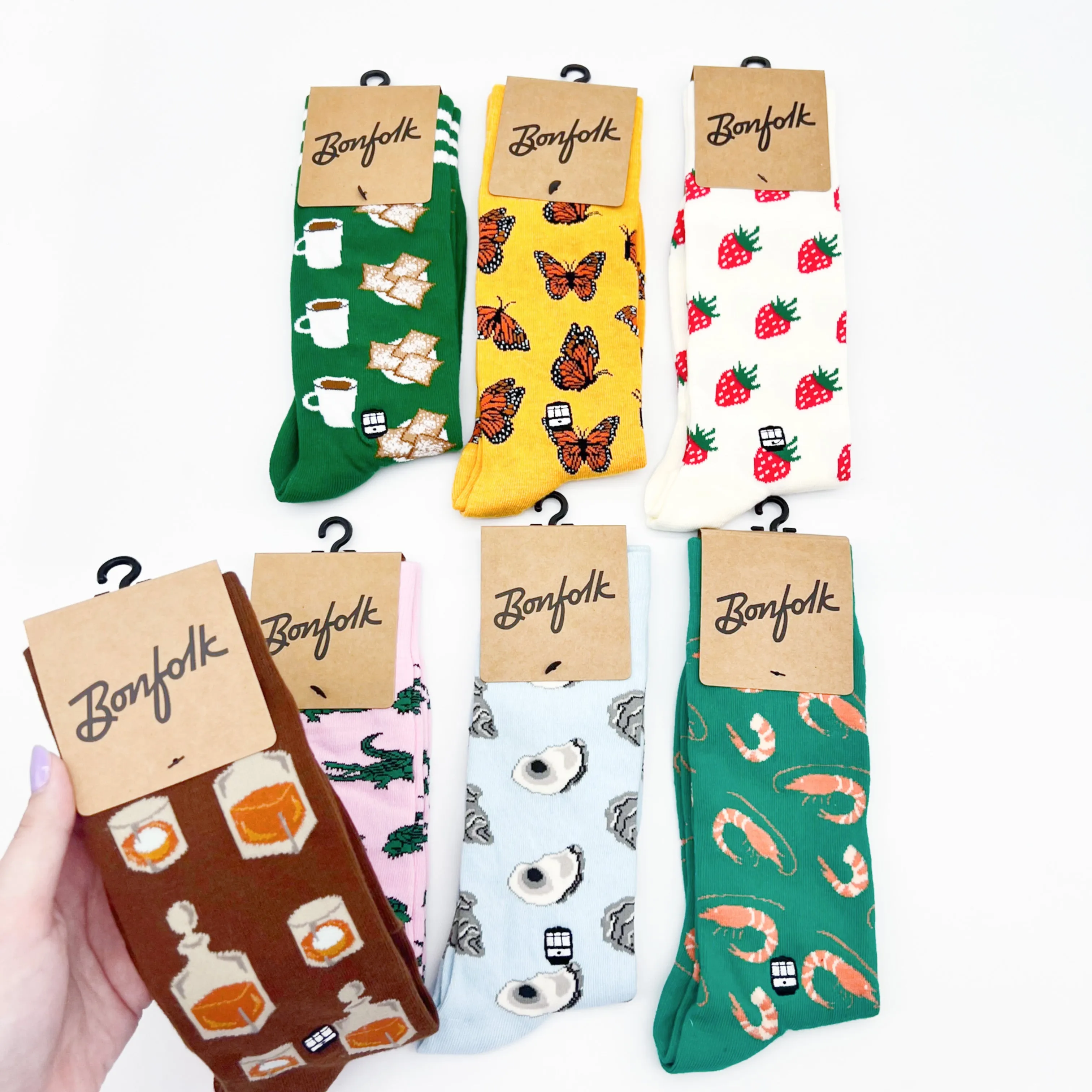 Bonfolk - Green Wave Checker Socks