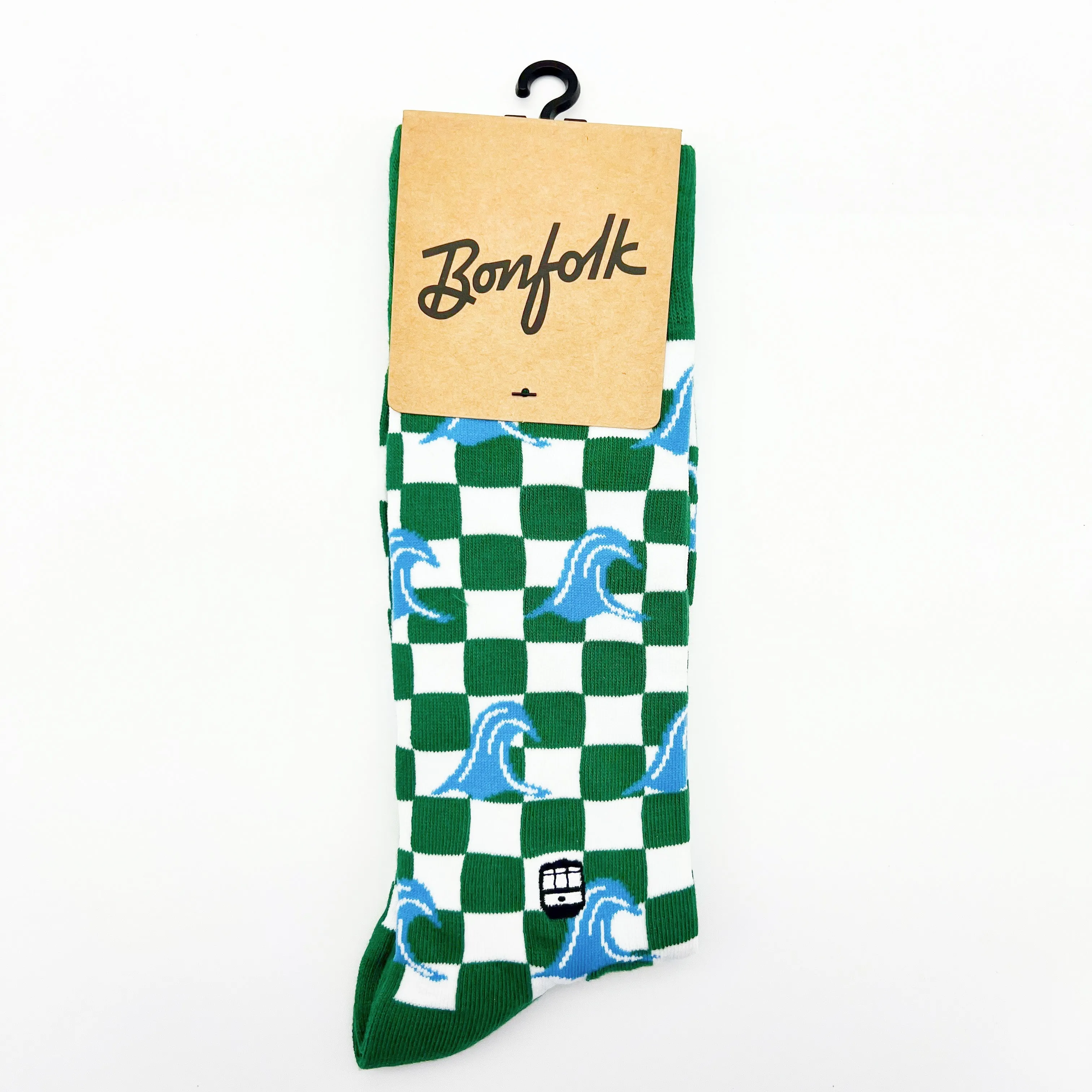 Bonfolk - Green Wave Checker Socks