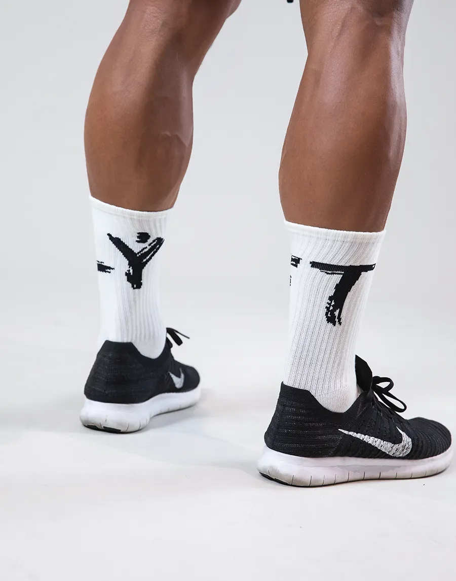 Brush Logo Socks - White