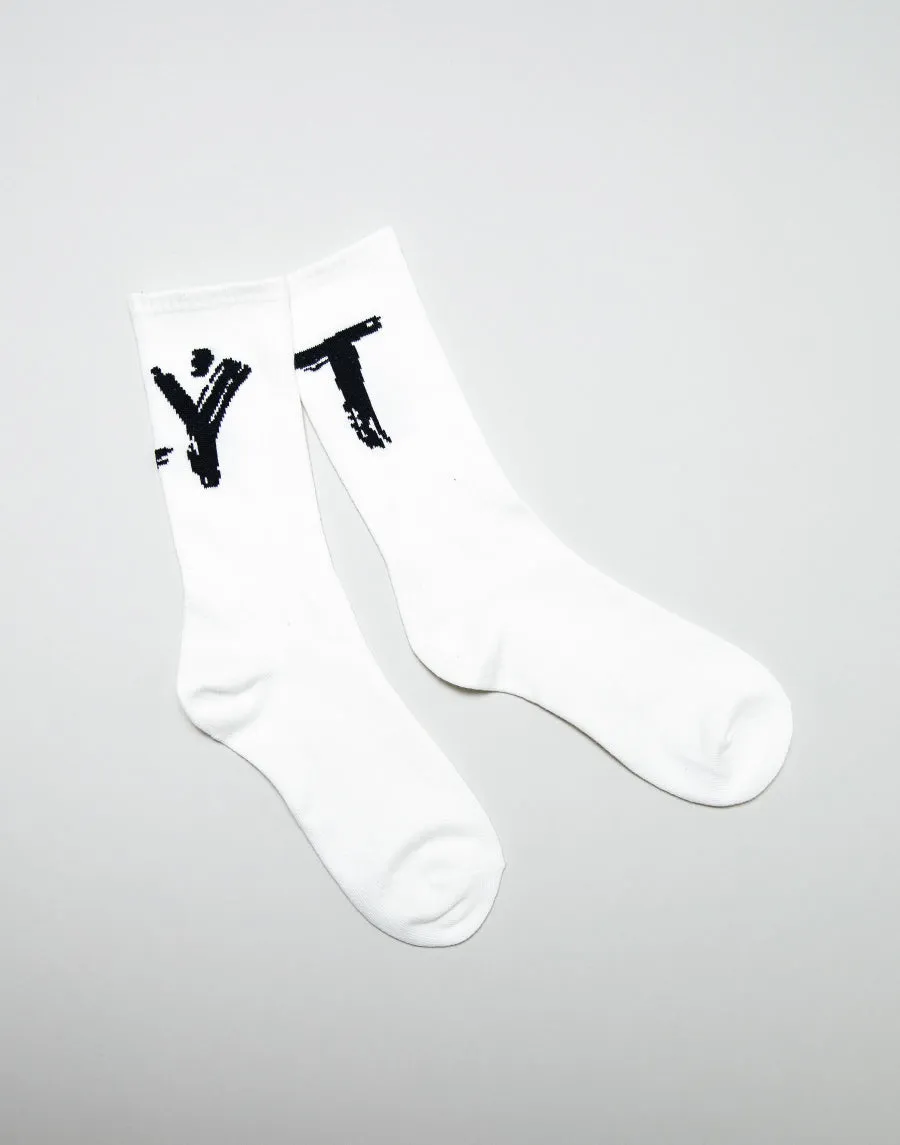 Brush Logo Socks - White