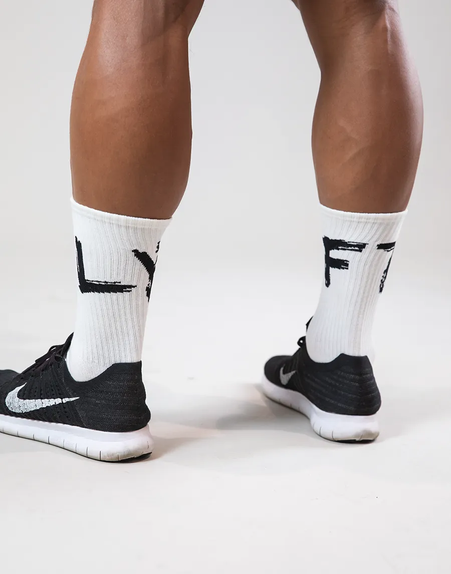 Brush Logo Socks - White