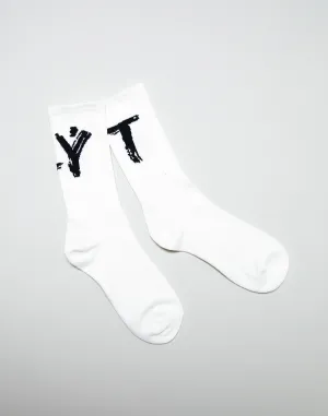 Brush Logo Socks - White