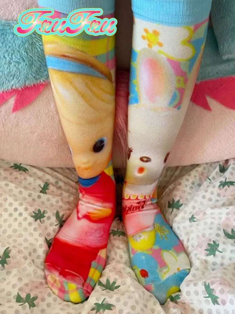 Cartoon Cute Toy Asymmetrical Mid Lady Socks【s0000006673】