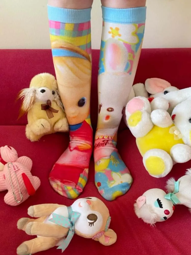 Cartoon Cute Toy Asymmetrical Mid Lady Socks【s0000006673】