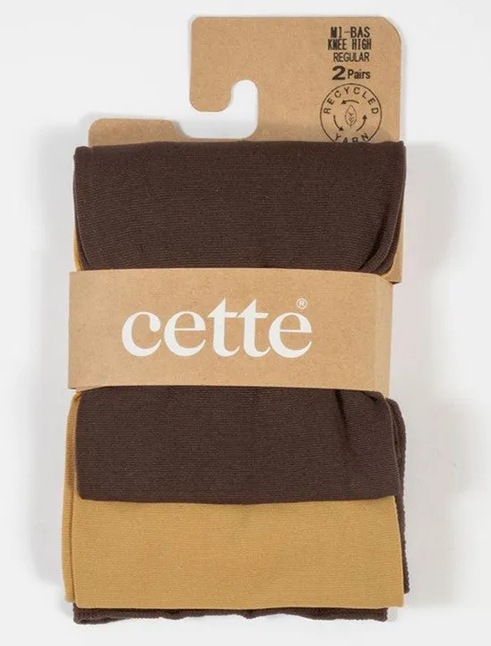 Cette ECO Orleans Wide Knee High Stockings (Value Twin Pack) Gold & Walnut