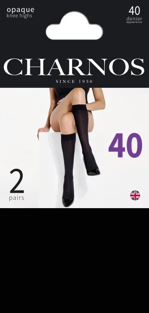 Charnos Opaque Matte Knee Highs 40 Denier - 2 Pair Pack