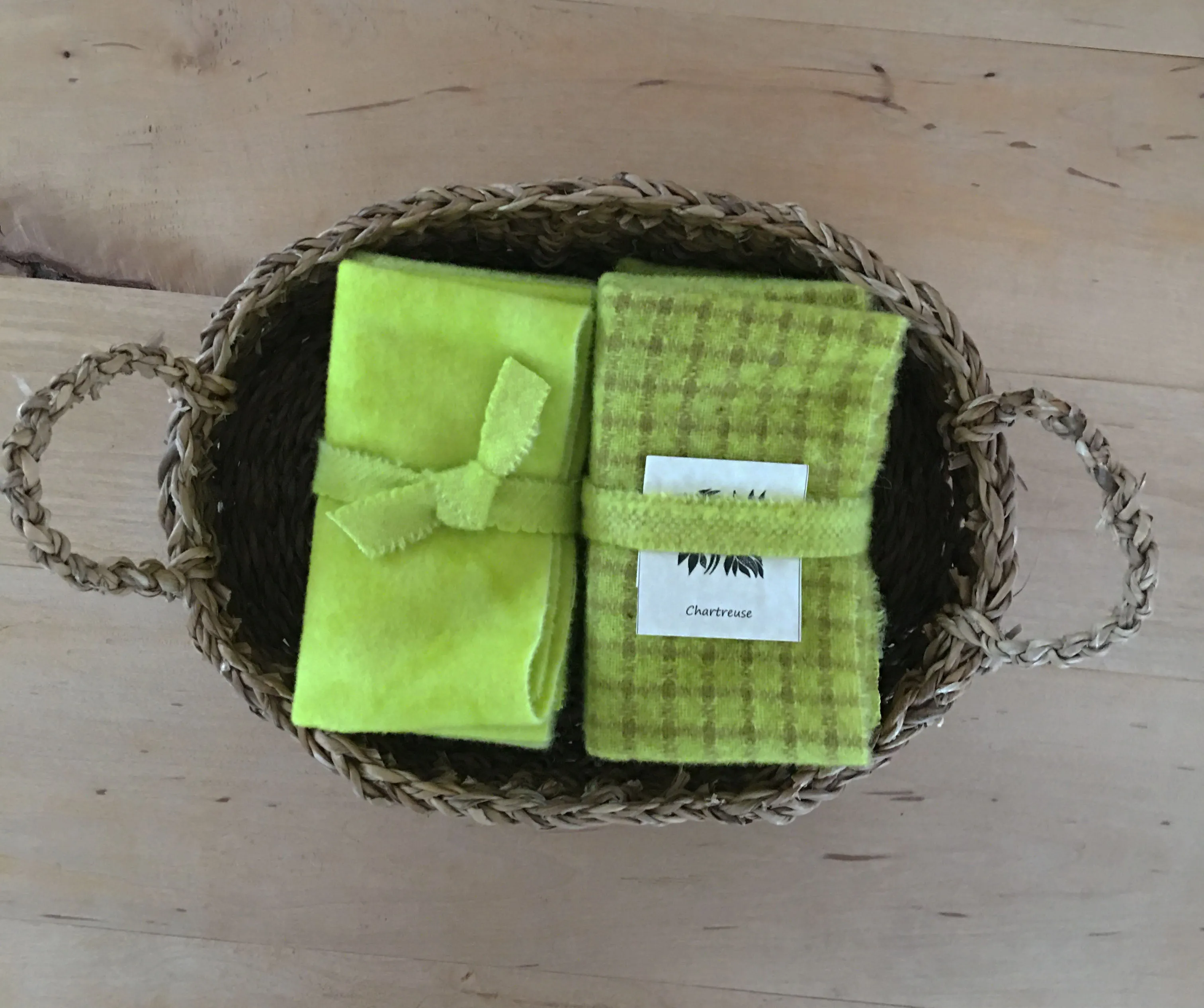 CHARTREUSE Hand-dyed Wool Bundle for Wool Applique and Rug Hooking