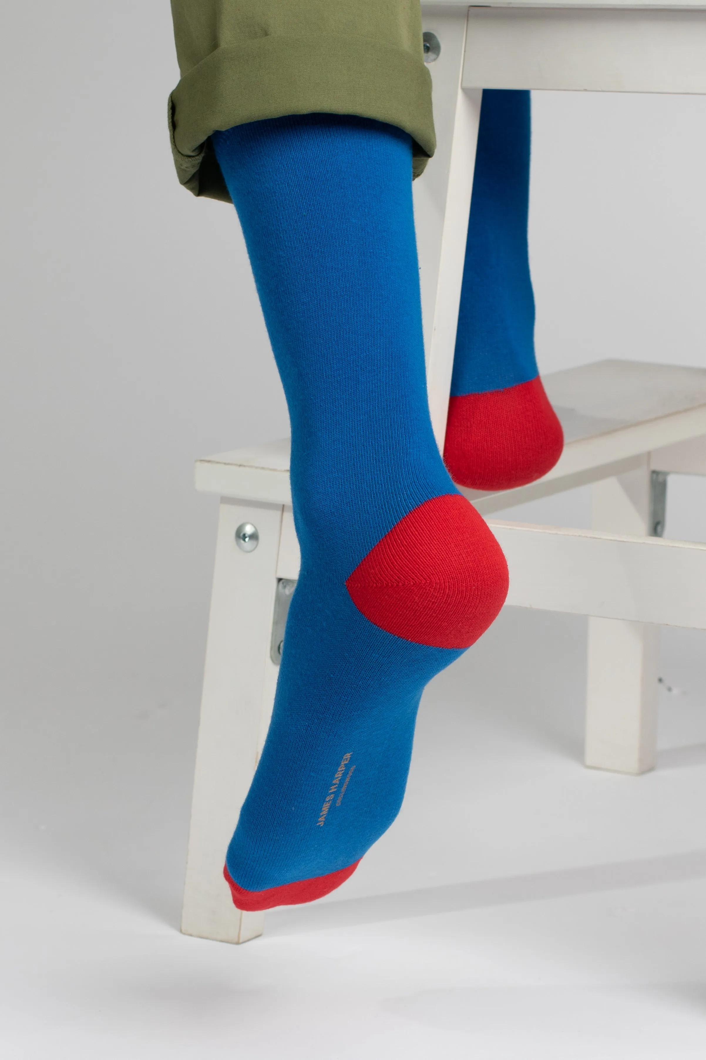 Cobalt Blue/Red Plain Socks