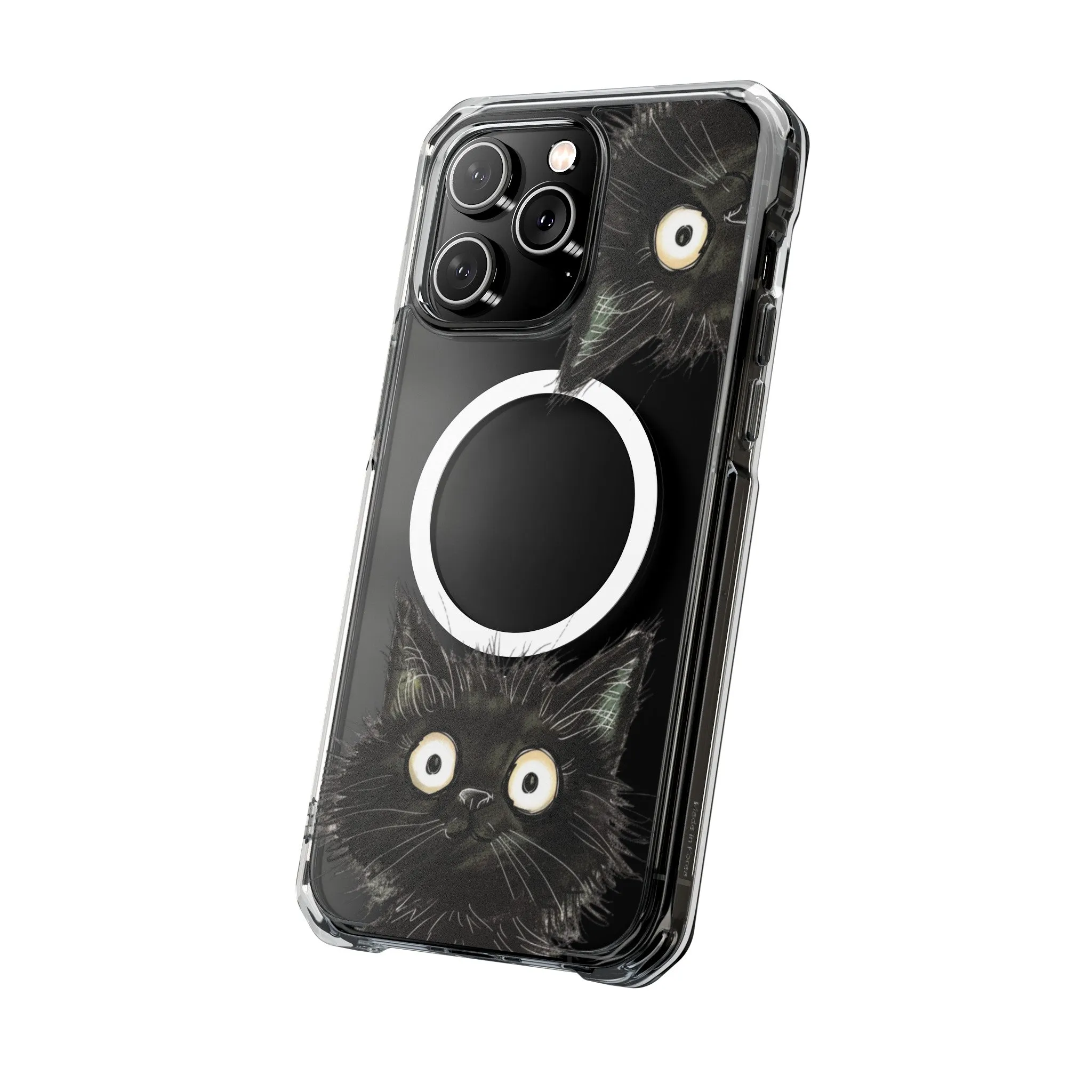 Curious Black Cat Magnetic Clear Case for iPhone Series