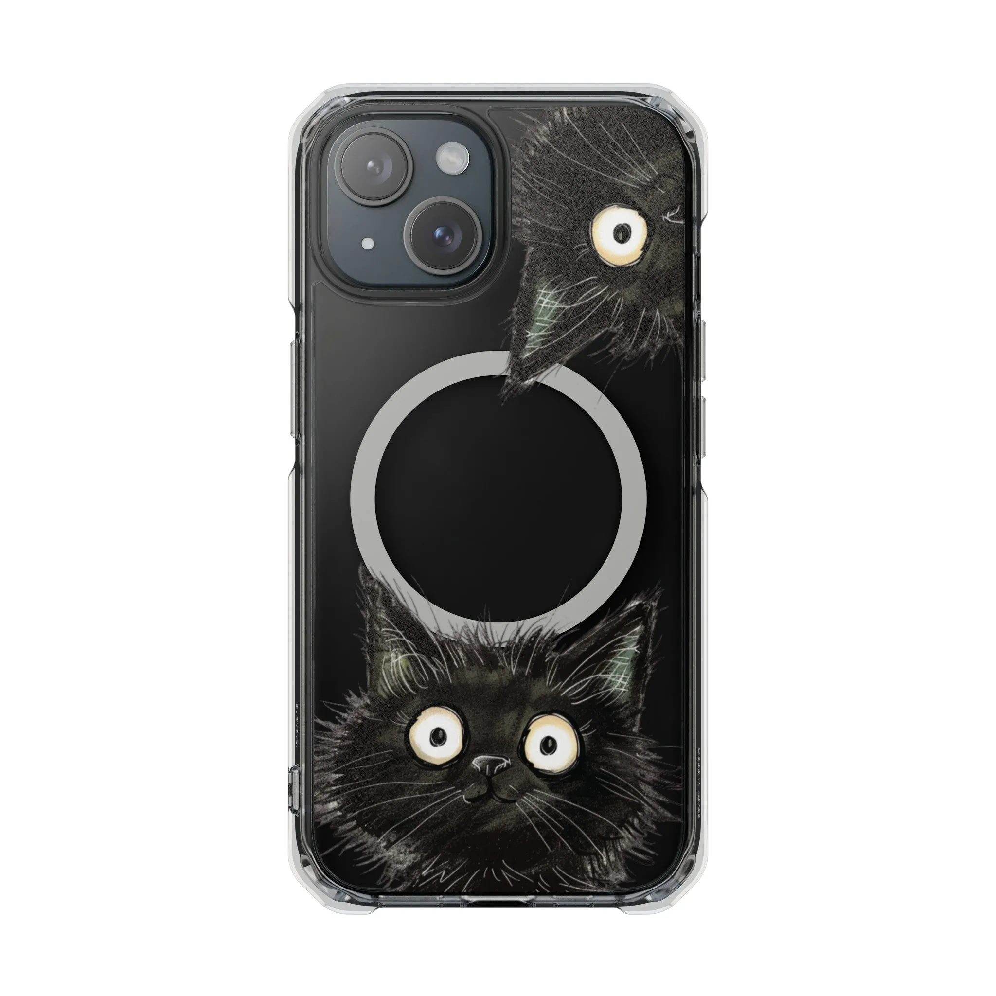 Curious Black Cat Magnetic Clear Case for iPhone Series