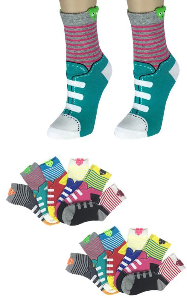 DB76157 Cute Shoe Cartoon Cotton Casual Socks  (12prs Pack)