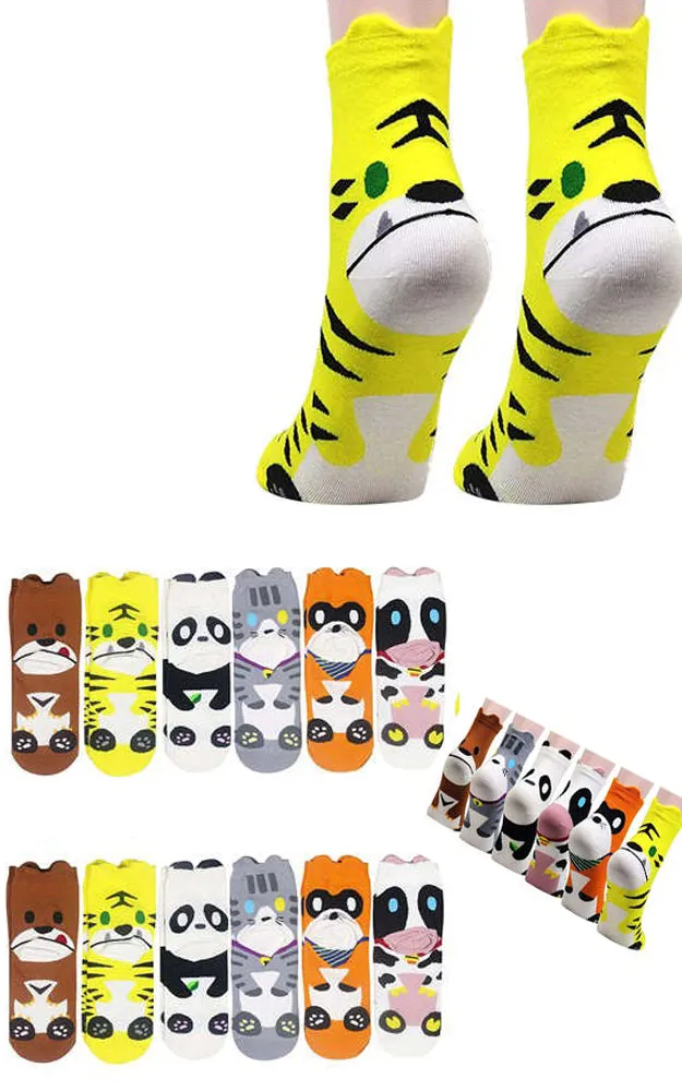 DB76158 Cute Animal Cartoon Cotton Casual Socks  (12prs Pack)