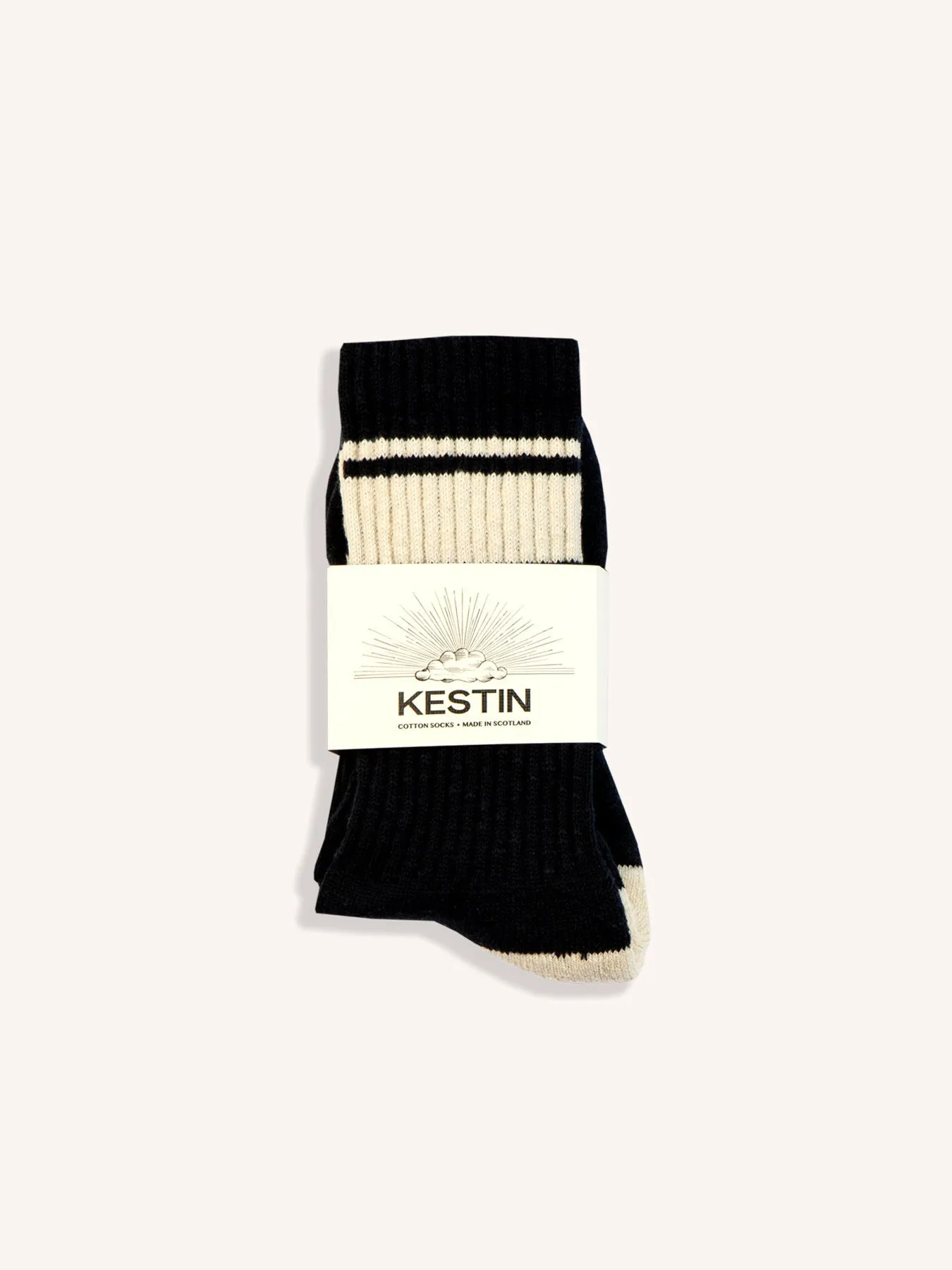 Elgin Cotton Sock in Navy / Ecru Stripe