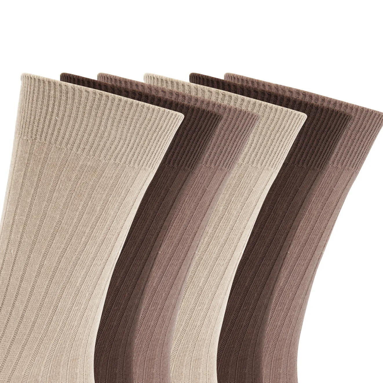FLOSO Mens Ribbed 100% Cotton Socks (6 Pairs)