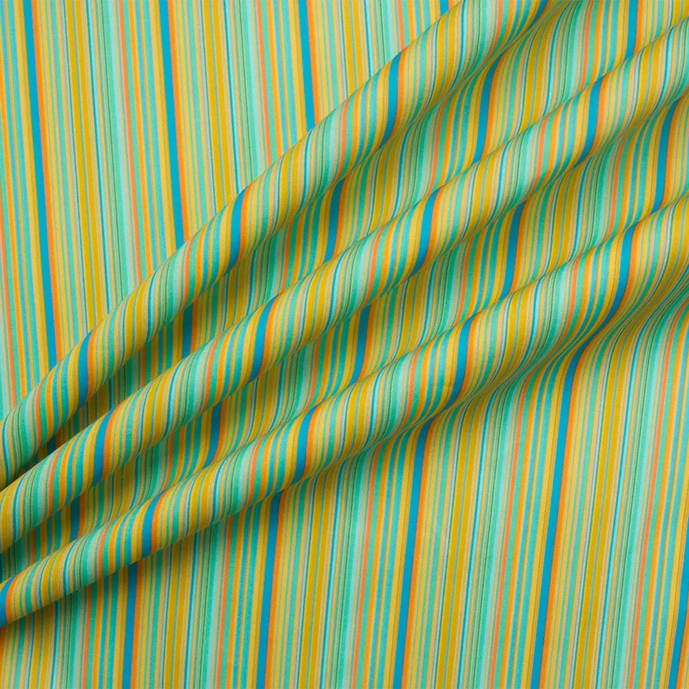 Green/Yellow Striped Lightweight Cotton
