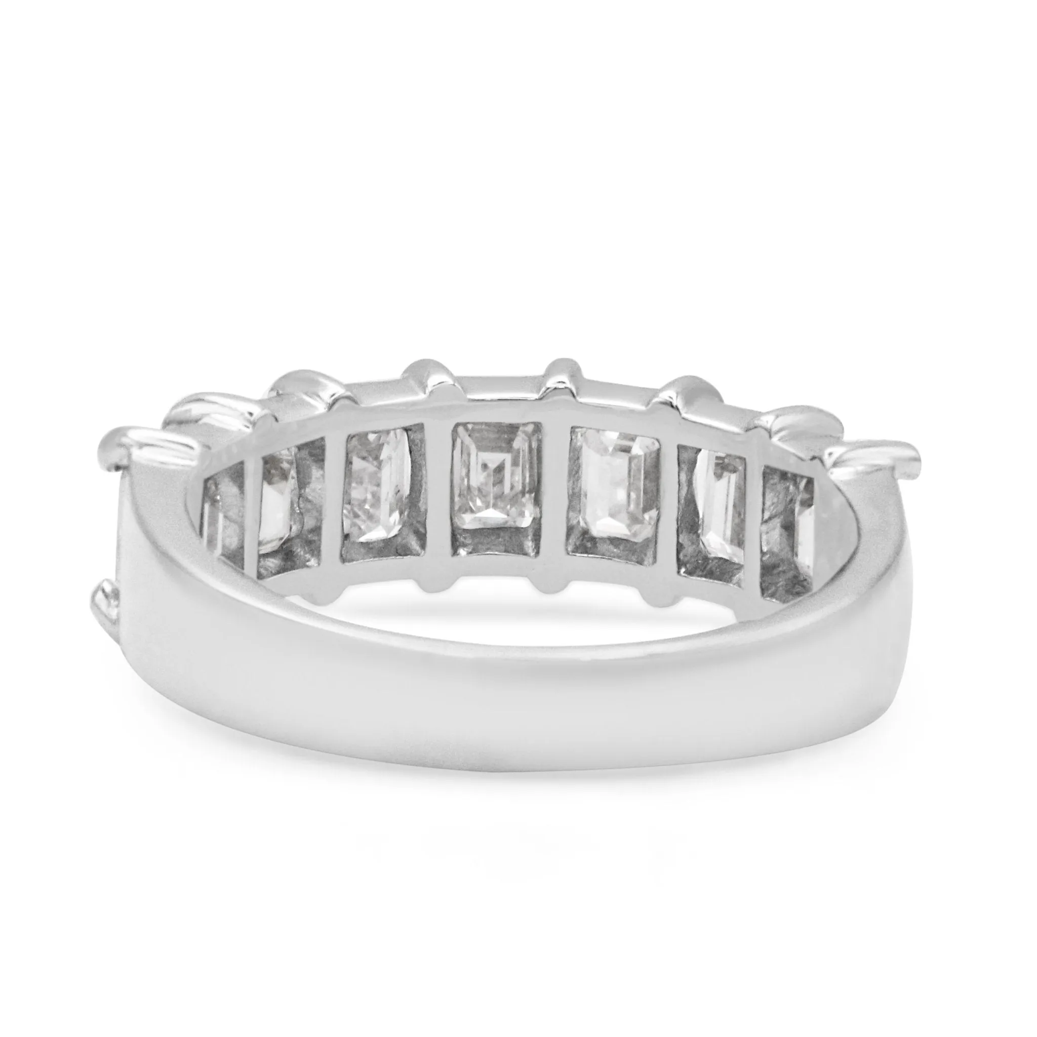 Handmade Seven Stone Emerald Cut Diamond Ring - Platinum