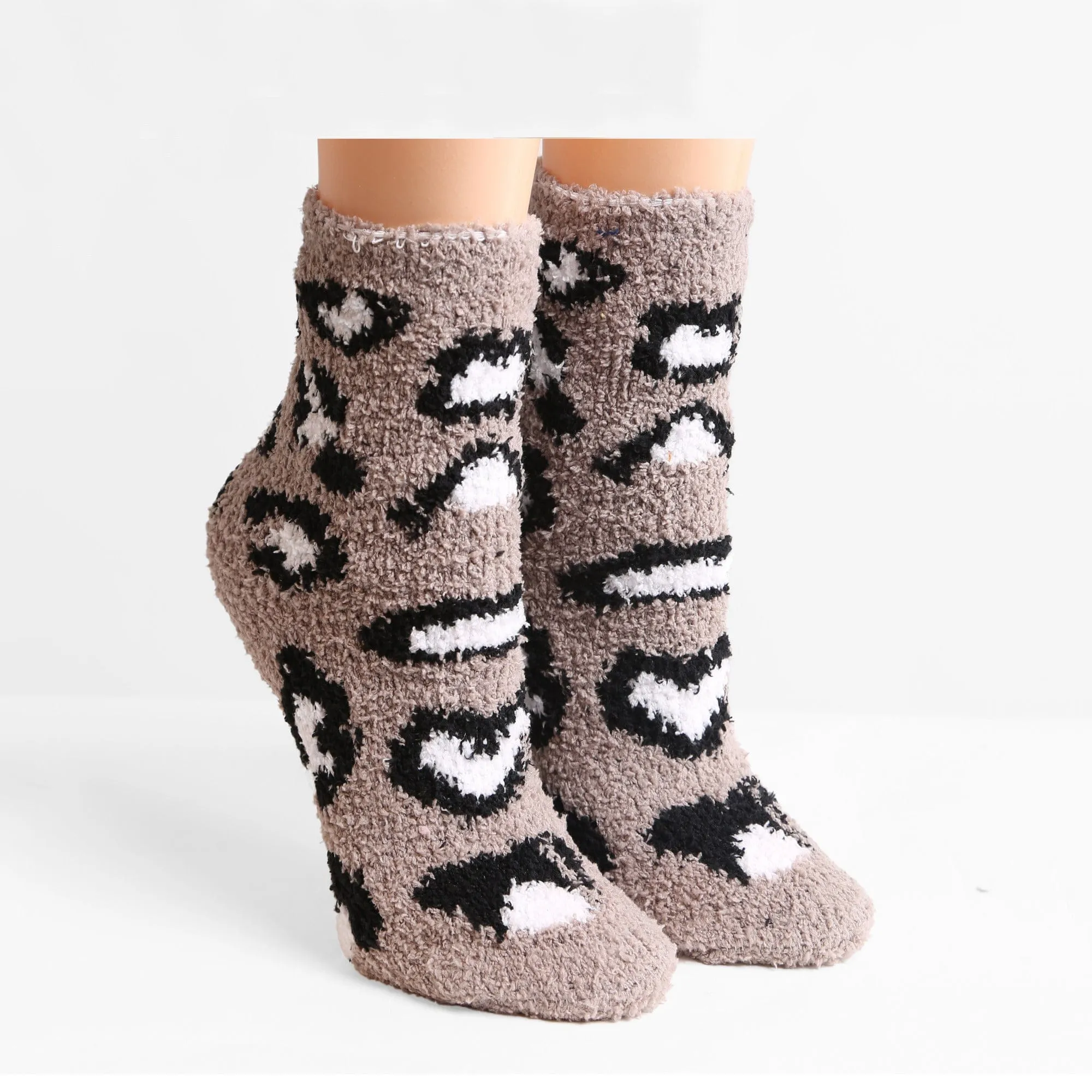 JCS105 Super Lux 6 Pcs Assorted Leopard Crew Socks
