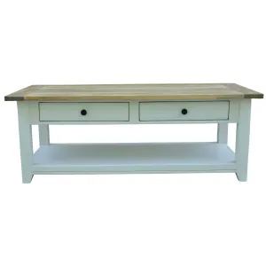 Lavasa Coffee Table 130cm 4 Drawers Solid Mango Wood Modern Farmhouse Furniture
