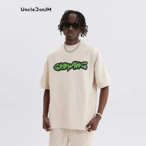 Letter Foam Printing Short-sleeved T-shirt Men High Street Suede Tops