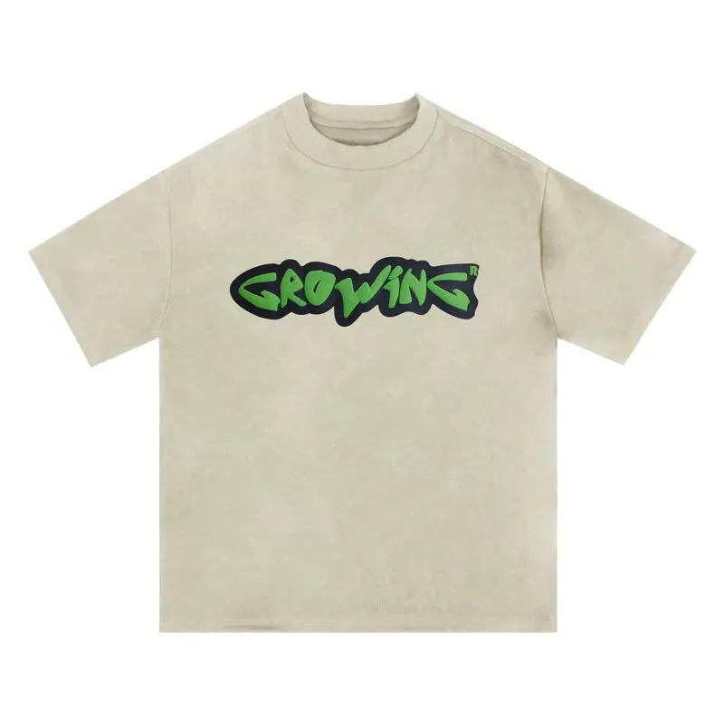 Letter Foam Printing Short-sleeved T-shirt Men High Street Suede Tops
