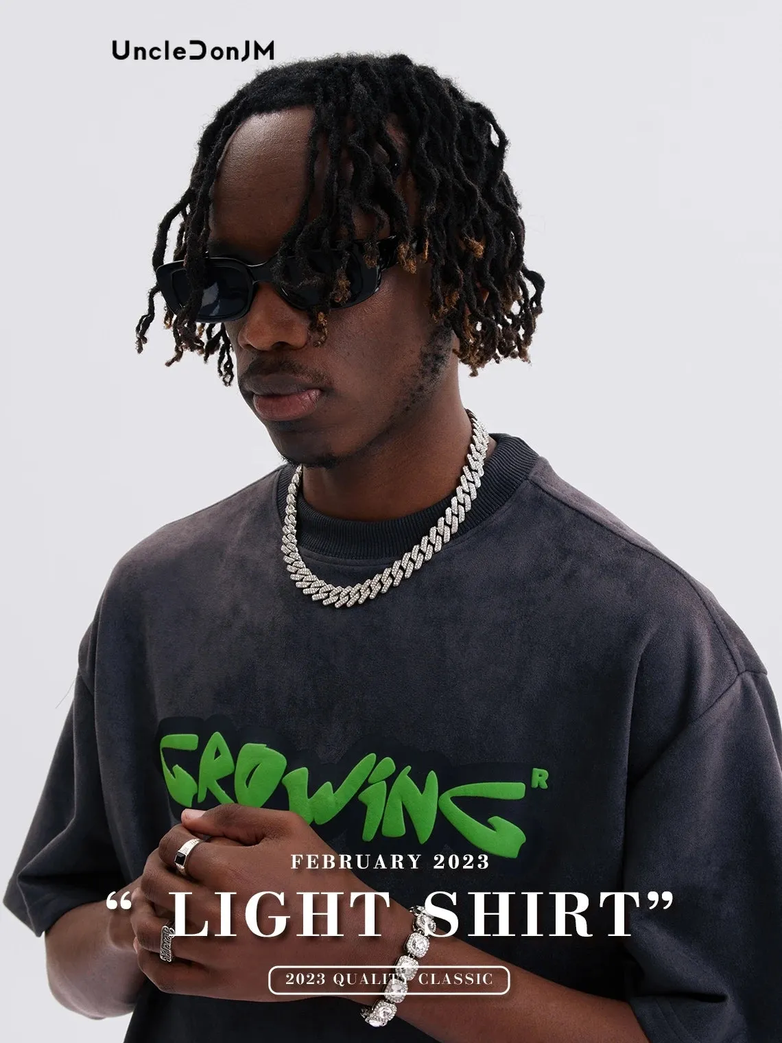 Letter Foam Printing Short-sleeved T-shirt Men High Street Suede Tops