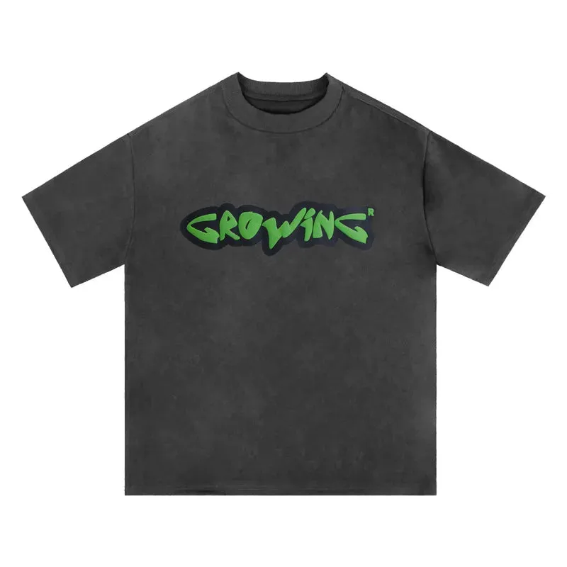 Letter Foam Printing Short-sleeved T-shirt Men High Street Suede Tops