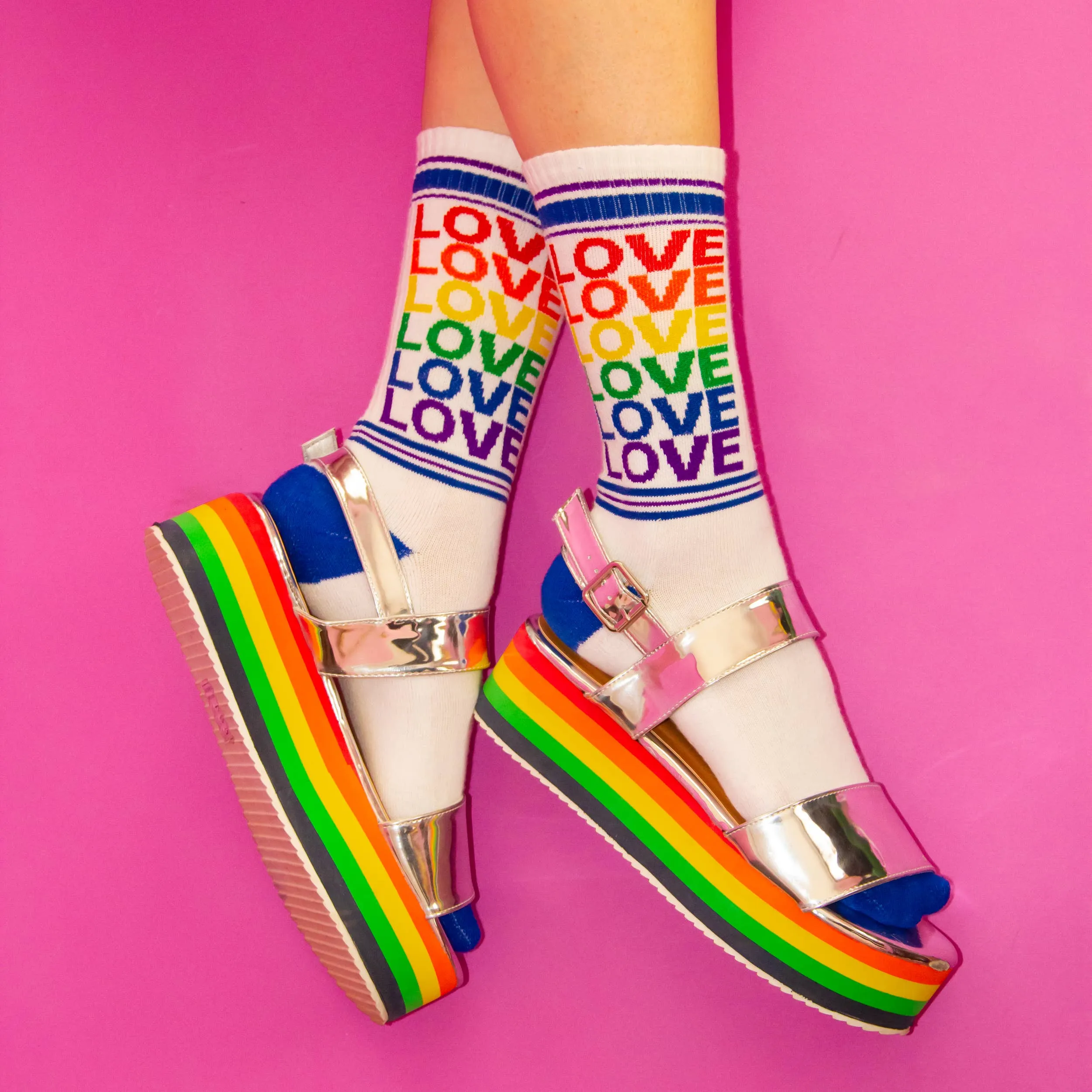 Love Rainbow Gym Crew Socks