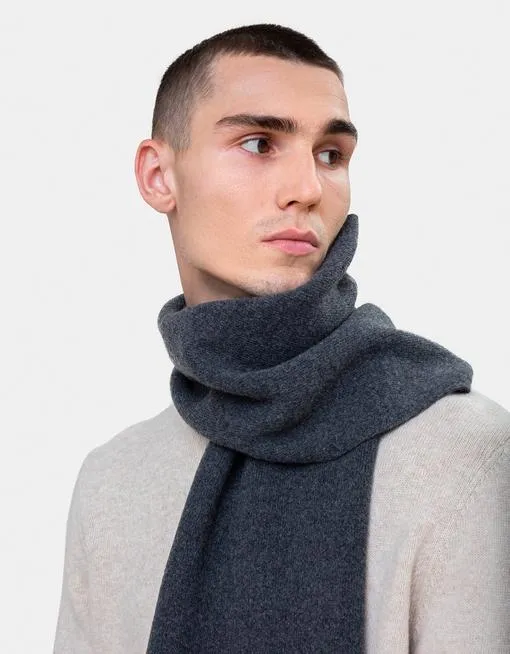 Merino Wool Scarf - Deep Black