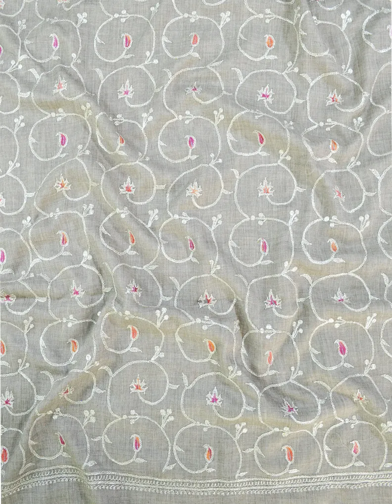 natural tilla embroidery Pashmina shawl 8645