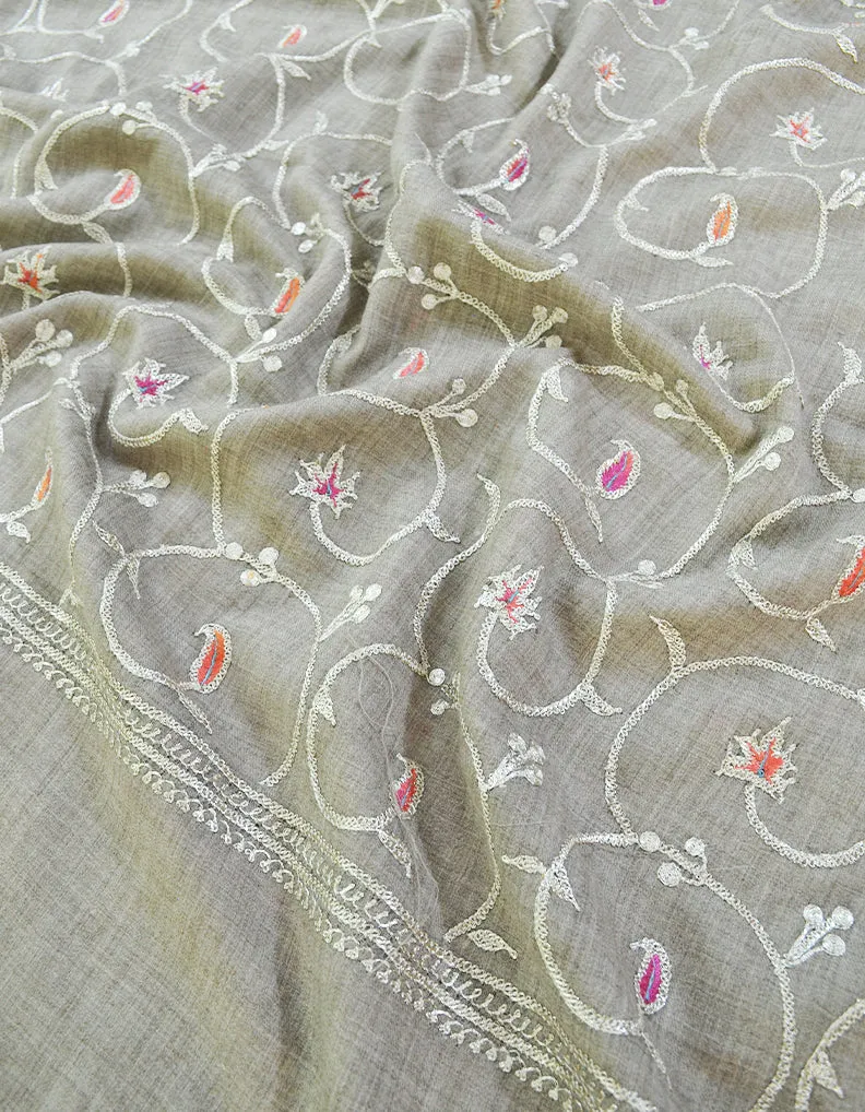 natural tilla embroidery Pashmina shawl 8645