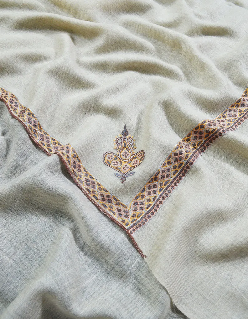 off white men's embroidery pashmina shawl 8502