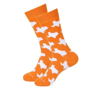 Orange/White Texas Shape Socks