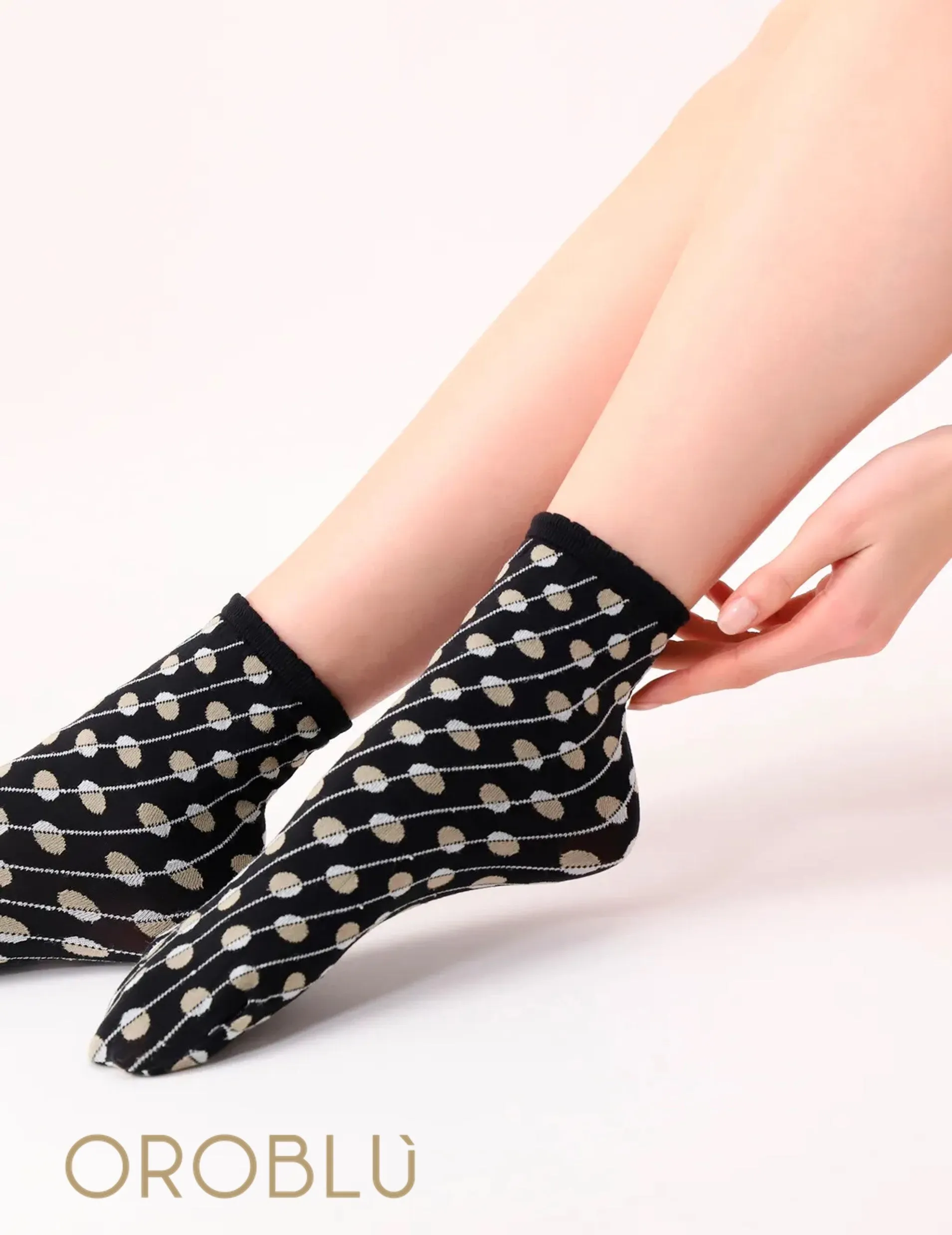 Oroblu Bi-Option Twin Pack Cotton Socks Black/Sand VOBC67784