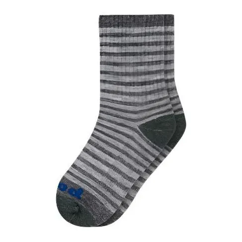Pacas Kids' Crew Socks - Charcoal/ Gray Stripes
