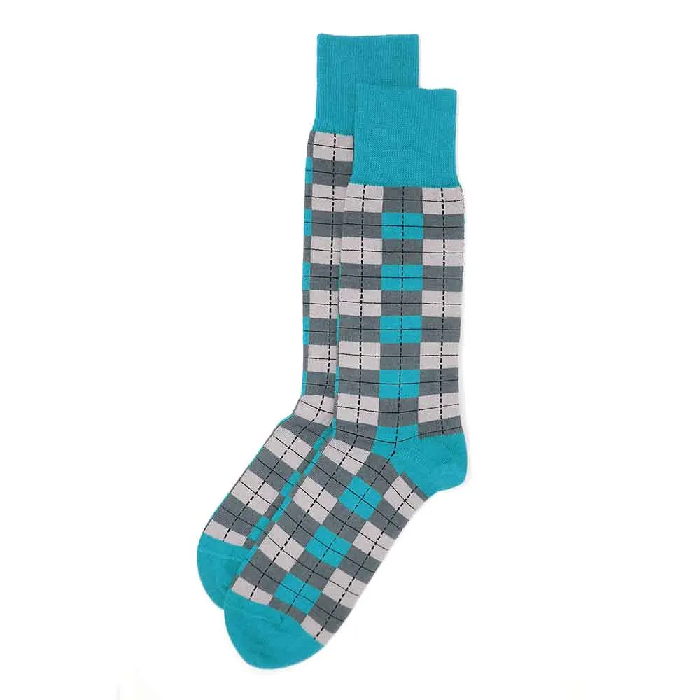 PEPER HAROW Checkmate Men's Luxury Cotton Socks - Grey and Blue