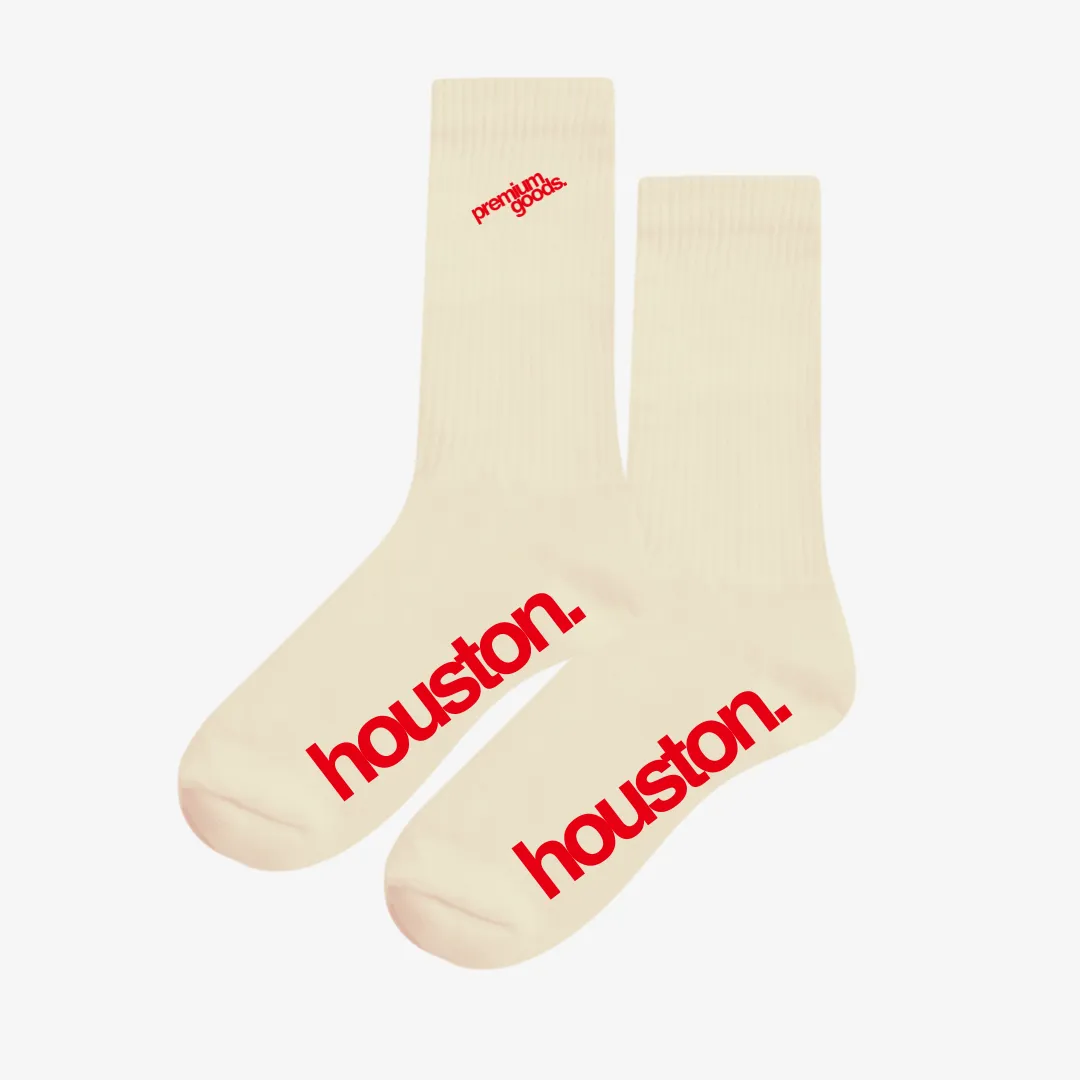 premiumgoods. crew socks (cream/red)