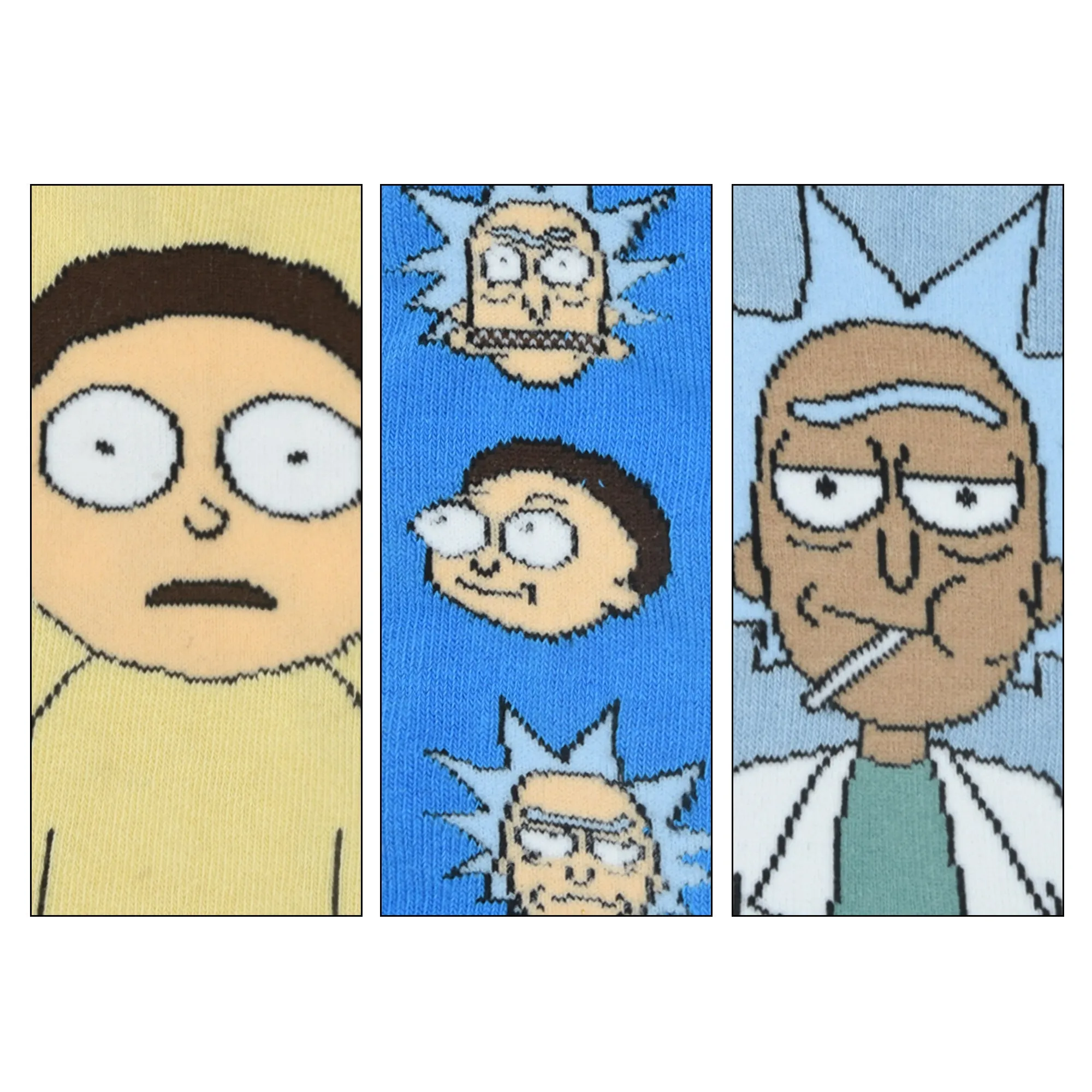 Rick and Morty Cotton Lowcut Character socks for Men (Pack of 3) (Free Size) (Blue, Cream)