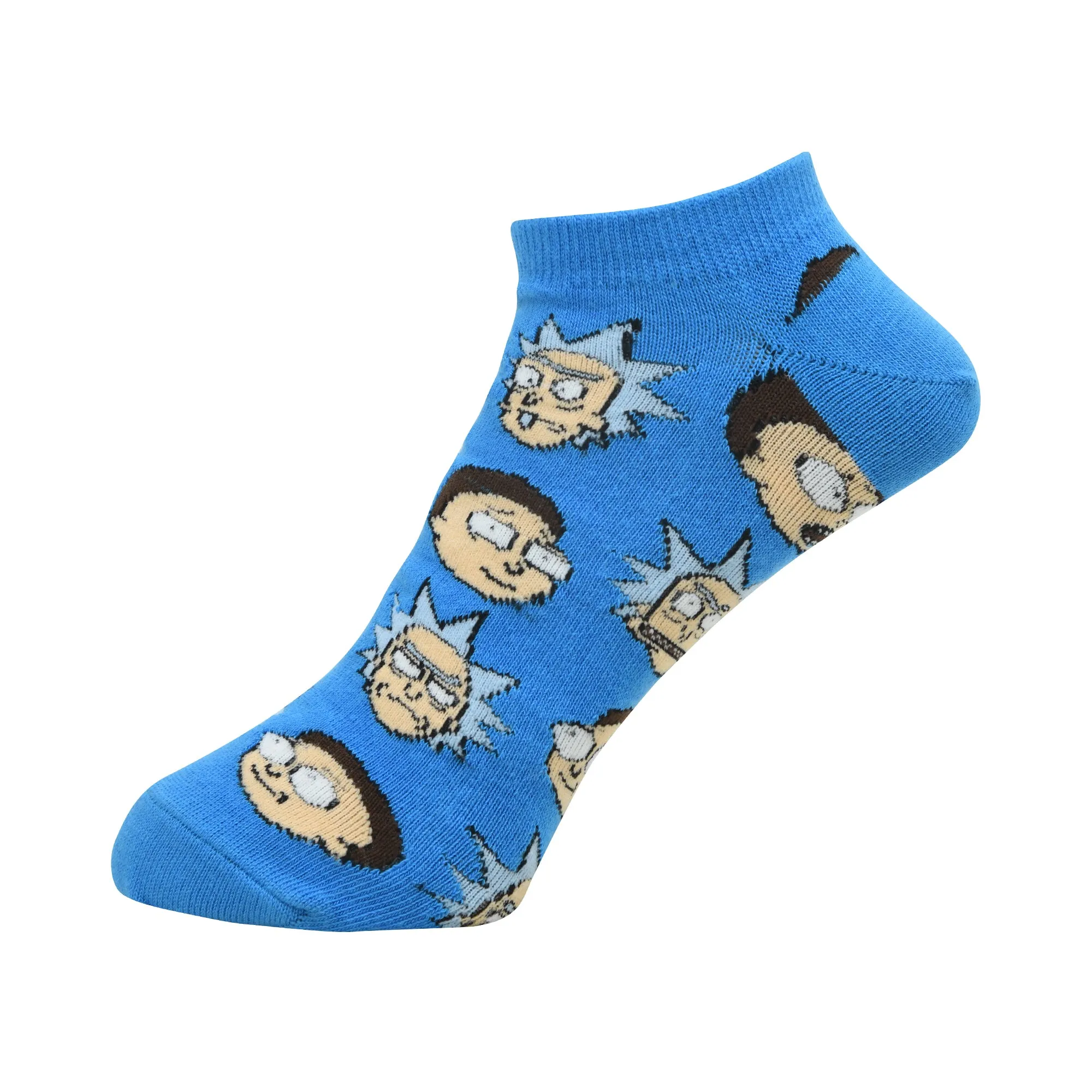Rick and Morty Cotton Lowcut Character socks for Men (Pack of 3) (Free Size) (Blue, Cream)