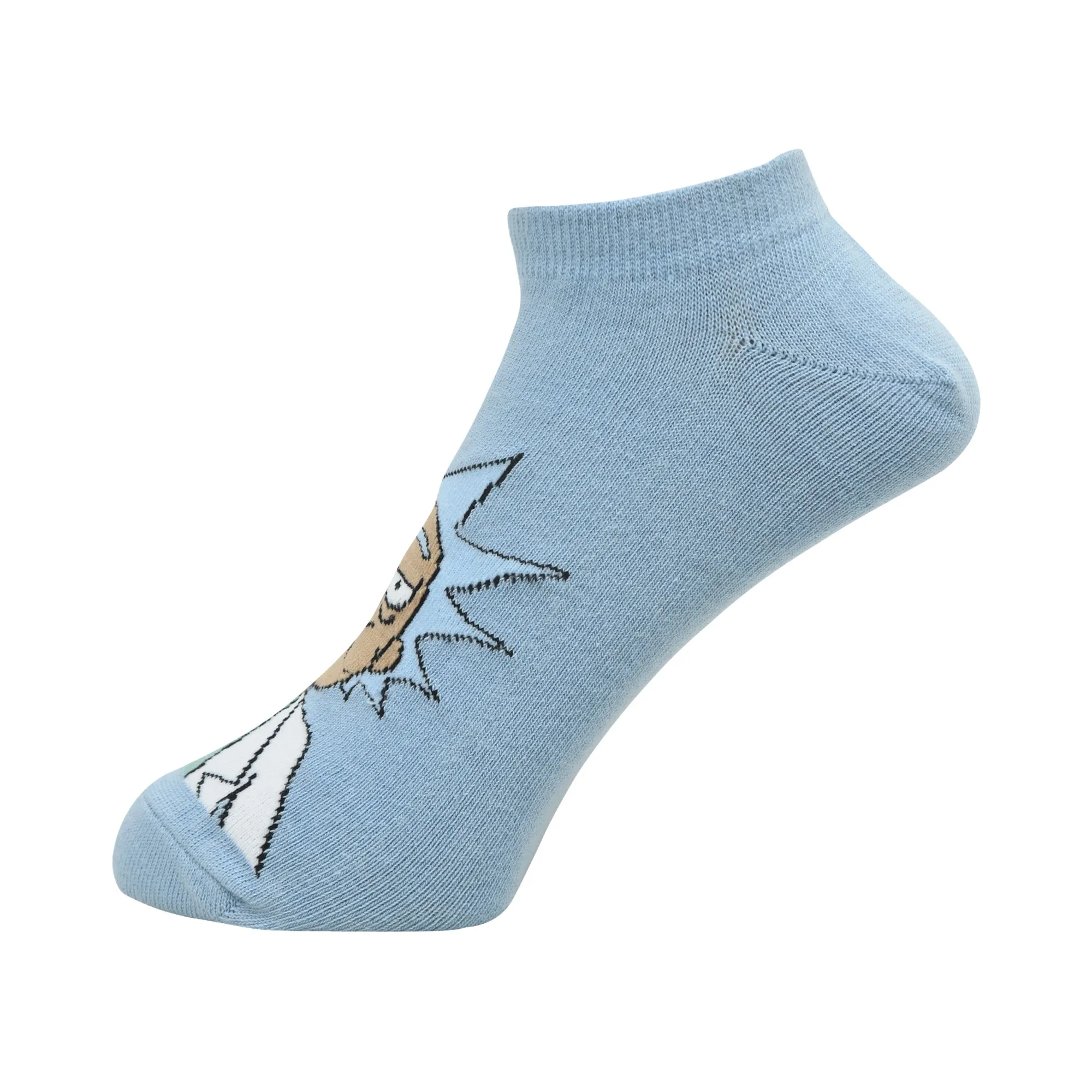 Rick and Morty Cotton Lowcut Character socks for Men (Pack of 3) (Free Size) (Blue, Cream)