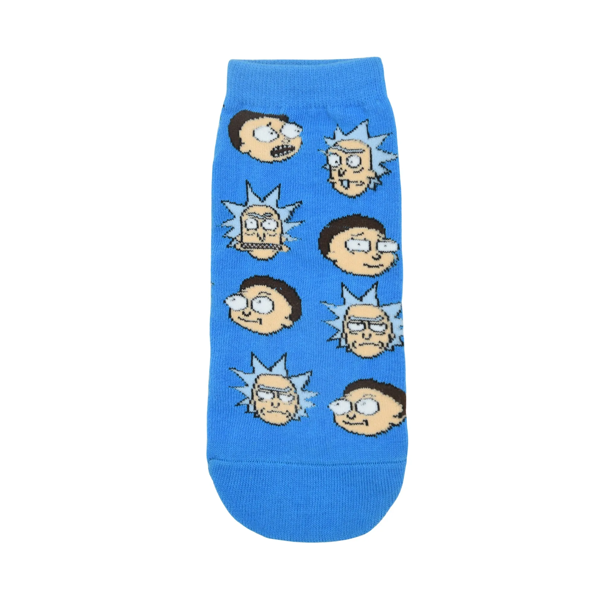Rick and Morty Cotton Lowcut Character socks for Men (Pack of 3) (Free Size) (Blue, Cream)