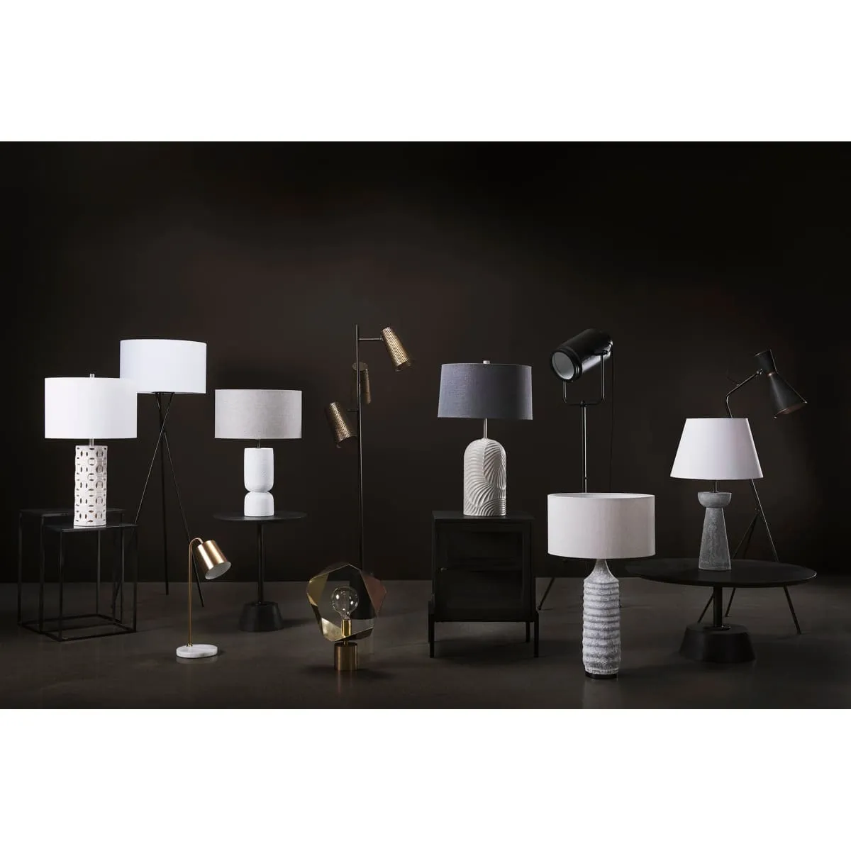 Sanderson Table Lamp Gold Metal | White Marble