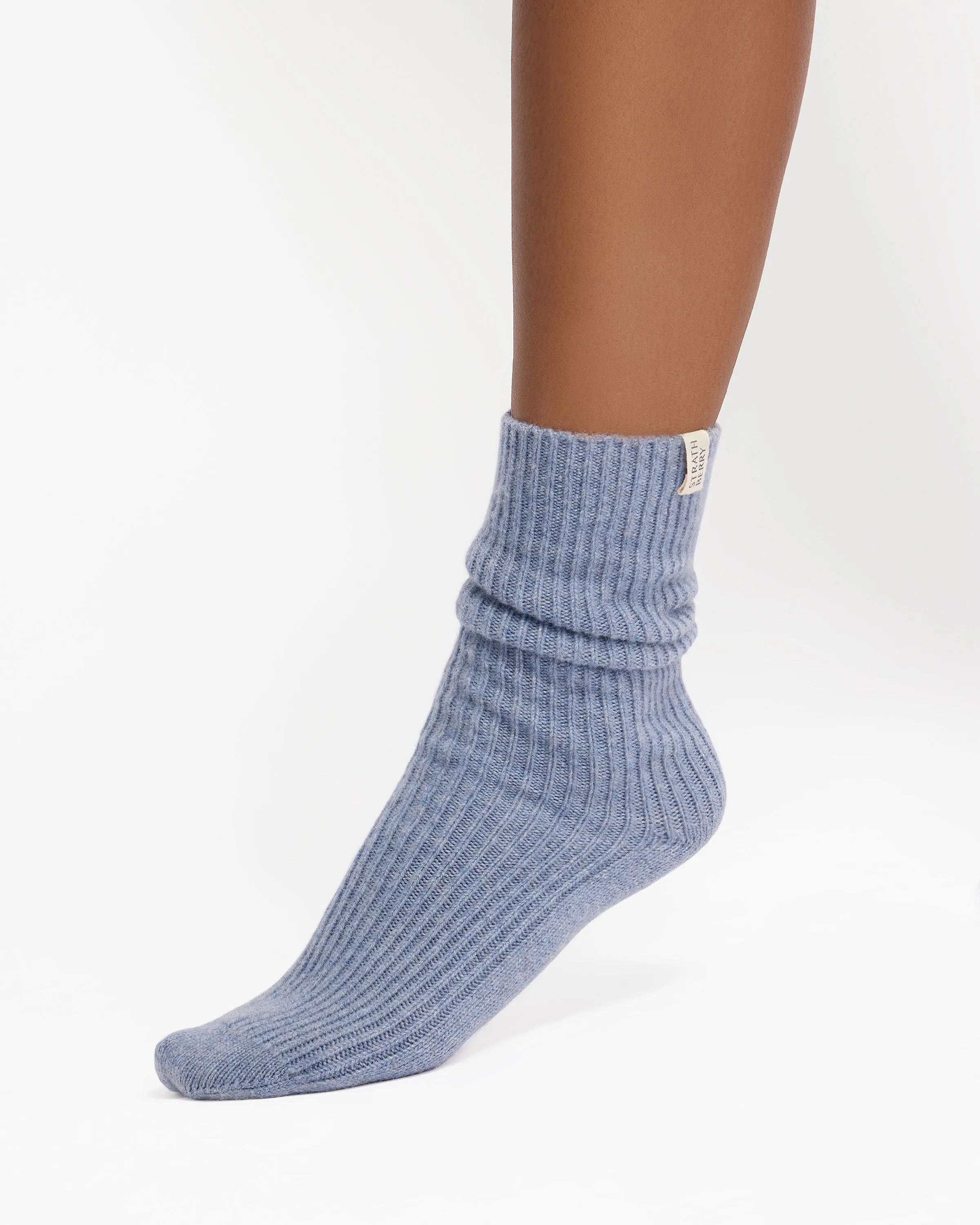 Skye Pure Cashmere Socks - Denim Blue