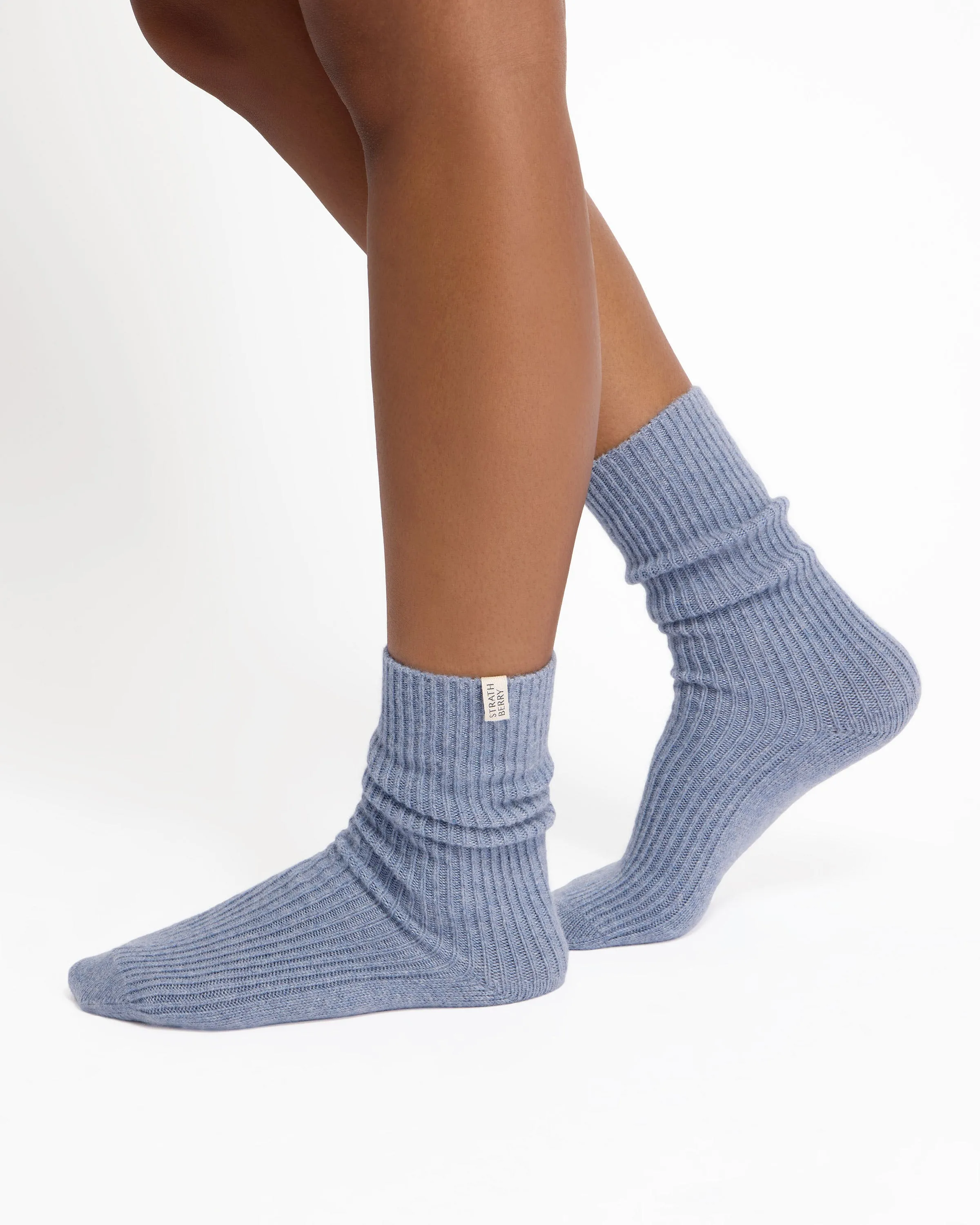 Skye Pure Cashmere Socks - Denim Blue