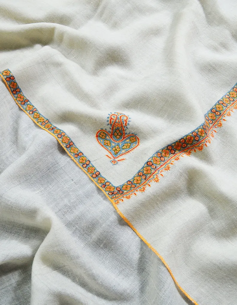 white embroidery pashmina shawl 8523