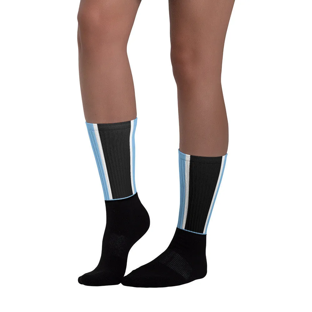Windrush Blue, Black & White Black Foot Socks by Robert Bowen